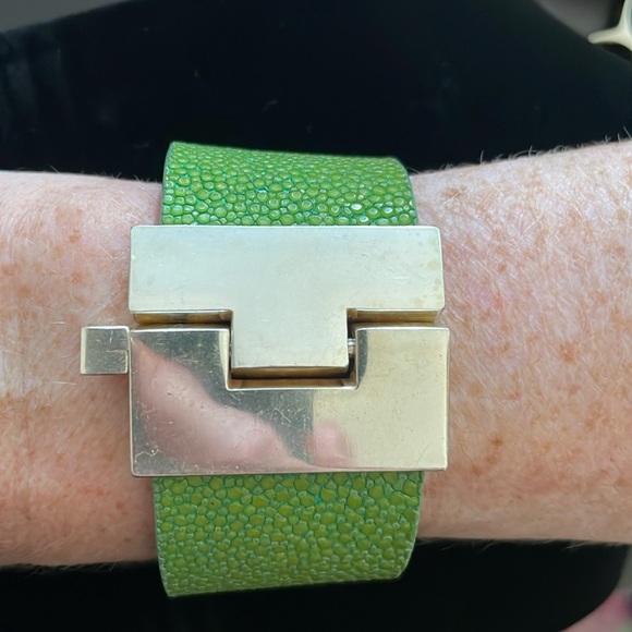 Leighelena Jewelry - Leighelena Green Stingray Leather Jigsaw Bracelet